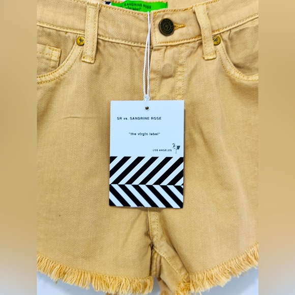 Free People Sandrine Rose Beige Jean Shorts Gold Side Zippers Fringe Tri… - Picture 4 of 11